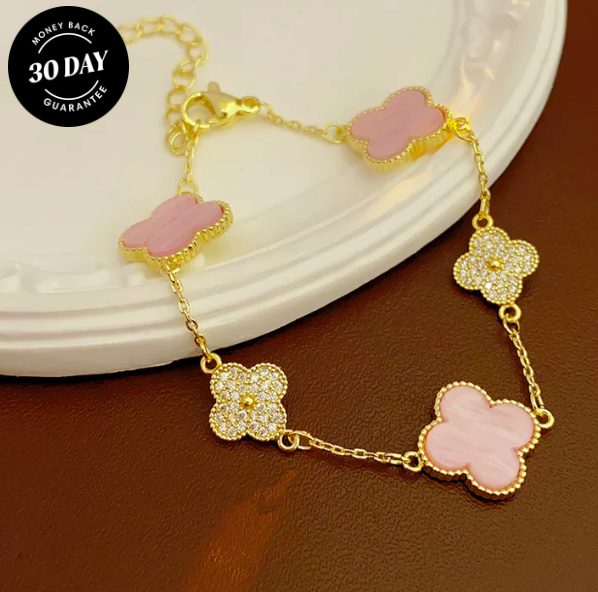 Pink Diamond Clover Bracelet