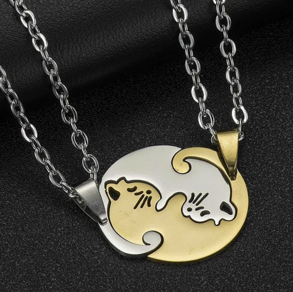Cuddling Kittens Friendship Necklace
