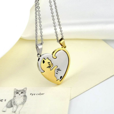 Cuddling Kittens Friendship Necklace